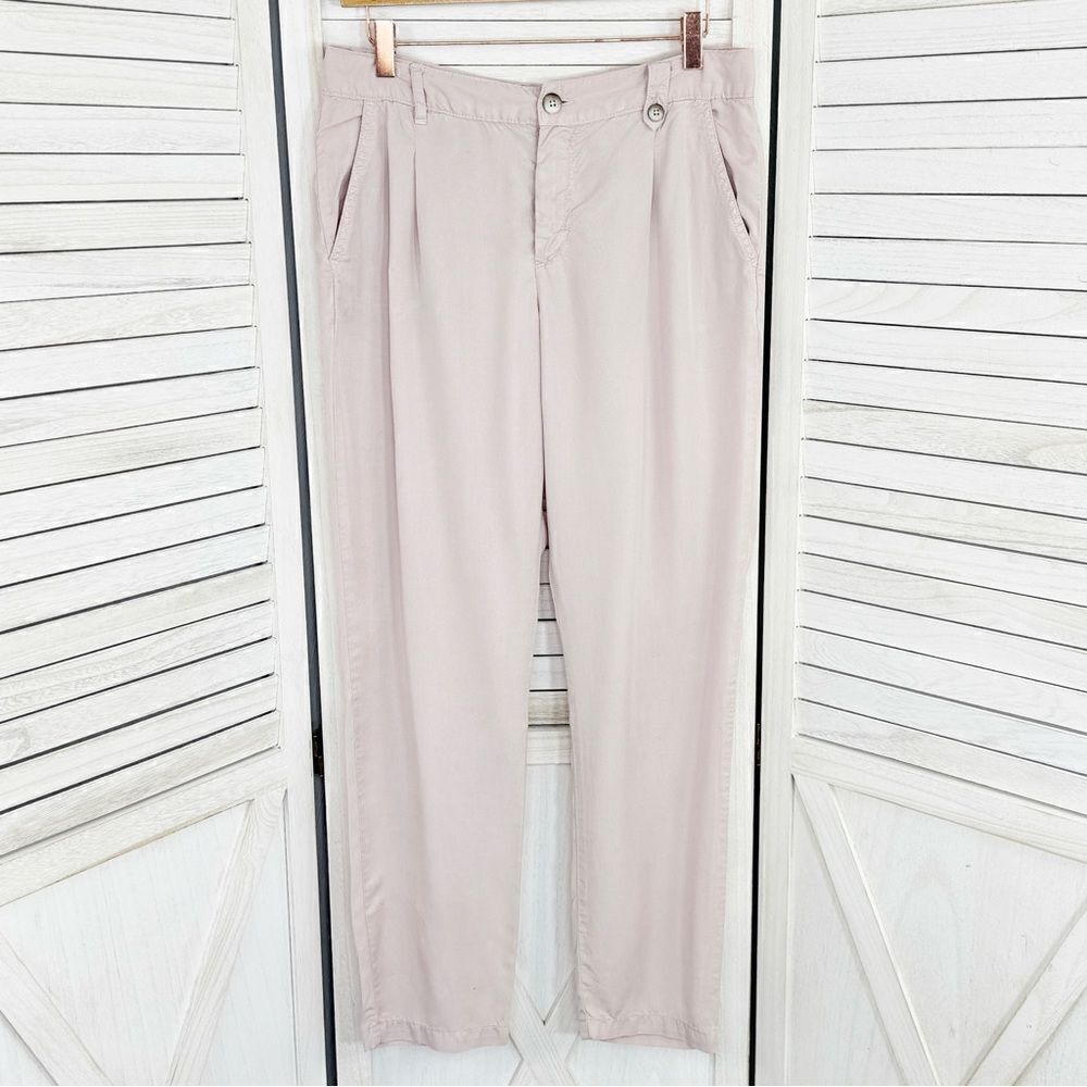 Zara Pleated Front Trouser Pants Blush Size 4 Relaxed Ankle